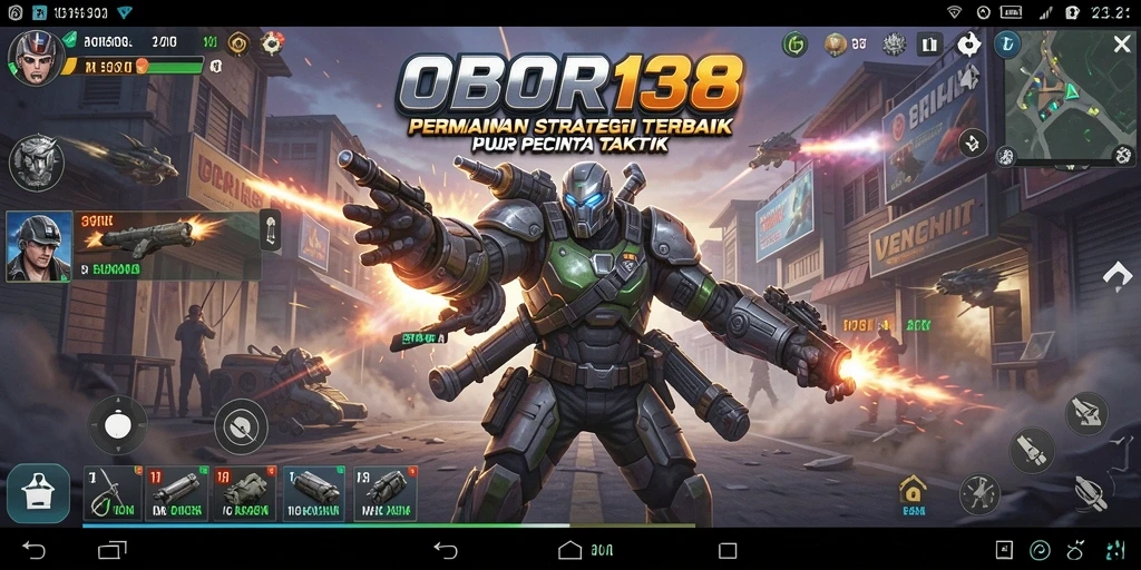 Tampilan gameplay OBOR138 dengan pertempuran strategi yang mendebarkan.