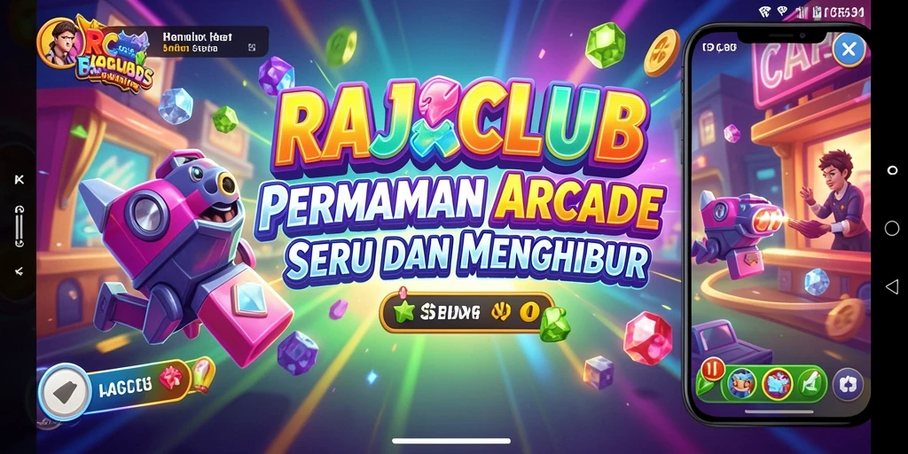 Screenshot utama RAJACLUB menampilkan gameplay Arcade yang penuh aksi dan keseruan.